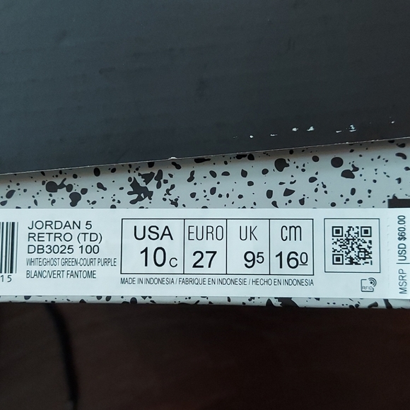 Jordan Retro 5 toddler high top  sneakers 3 - Picture 9 of 10